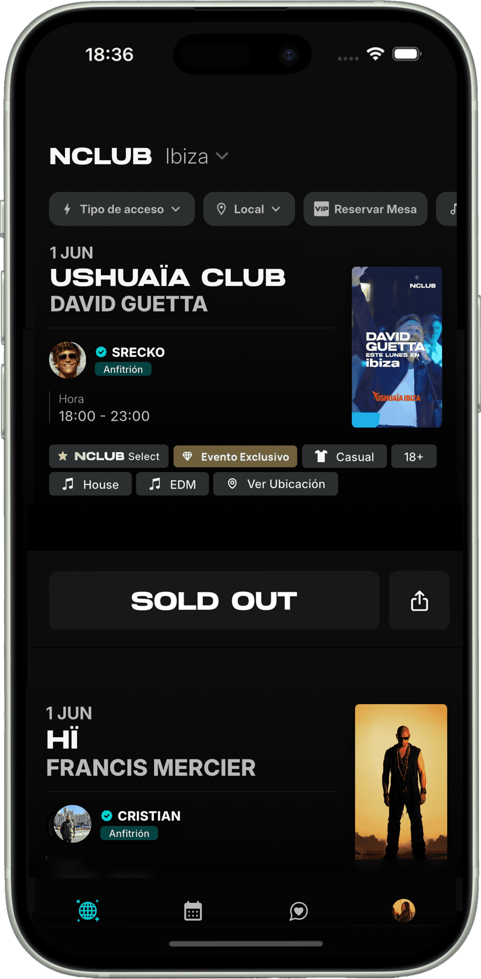 L'app NCLUB: serate a Ibiza
